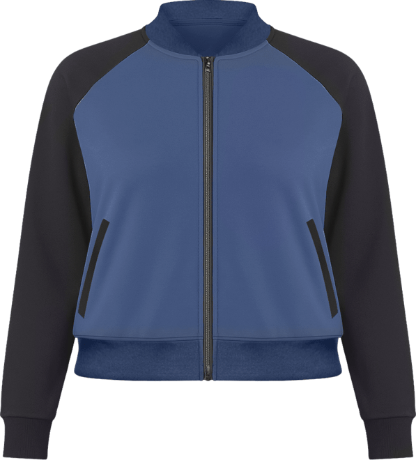 Women's Plus Size Curvy Fit Zip Up Contrast Blocked Sweatshirt Jacket