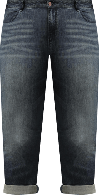 Plus Size Curvy-Fit Rolled Cuff Boyfriend Jeans