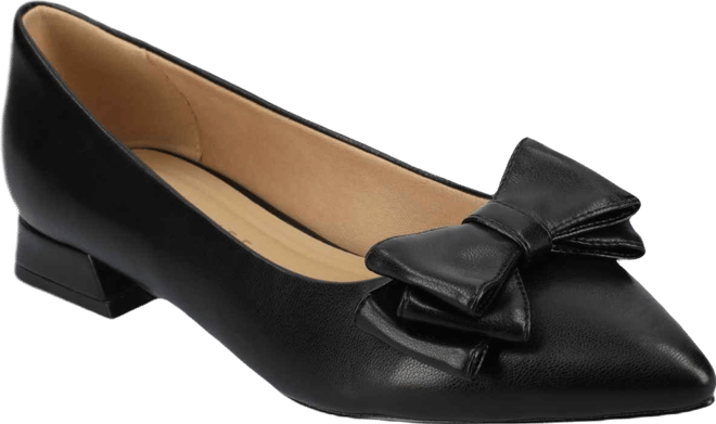 Women's Ophelia Bow Low Block Heel Dress Flats