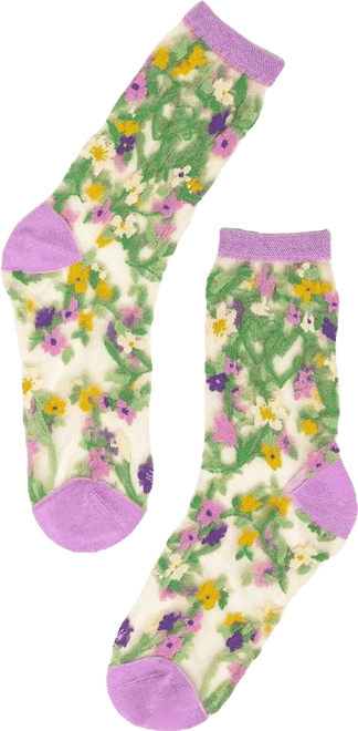 Women's Heart Floral Sheer Sock