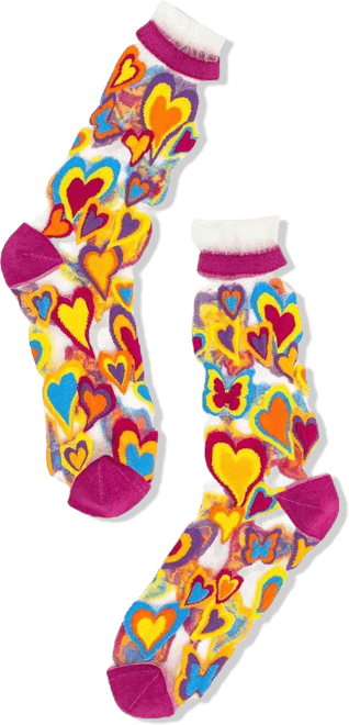 Women's Y2K Hearts Ruffle Sheer Sock