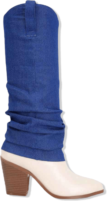 Womens fab cowboy boots with denim sleeve detail