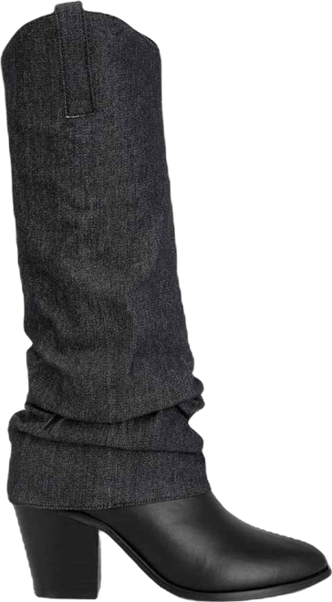 Womens fab cowboy boots with denim sleeve detail