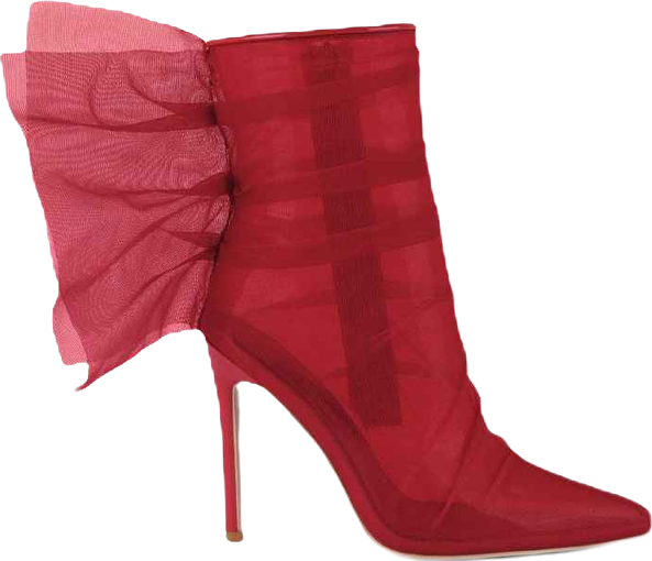 Womens princess organza wrapped style heeled ankle boots