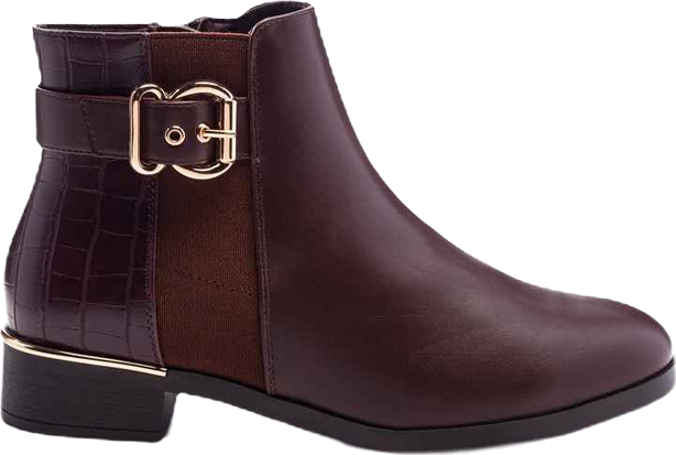 Frothy Buckled Ankle Boots With Croc Detail Women