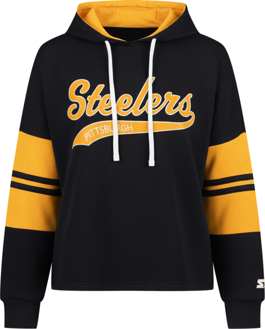 Women's  Black Pittsburgh Steelers Bump And Run Long Sleeve Hoodie T-shirt