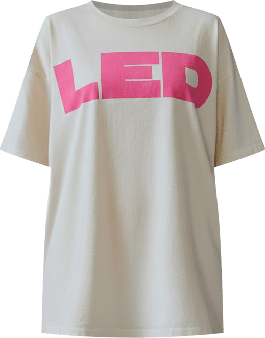 Women's  White Led Zeppelin Block Letters Merch T-shirt
