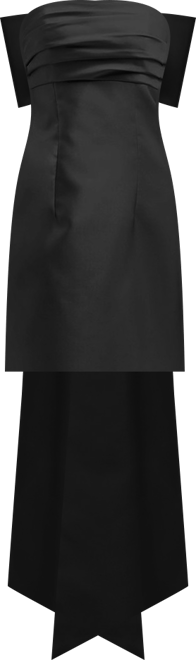 Women's Strapless Satin Column Mini Dress with Oversized Bow