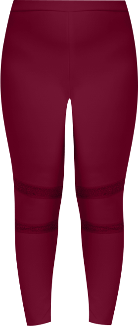 Women's Plus Size Curvy-Fit Lace Inset Pull-On Ponte Legging