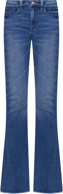 Women's Mid Rise Raw Hem Mini Flare Jeans