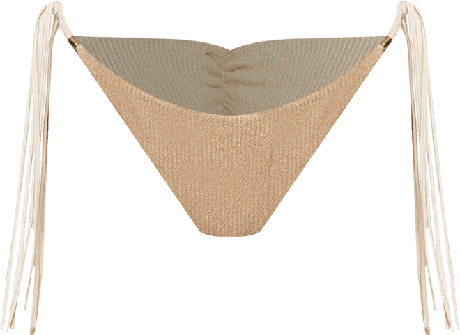 Women's Crinkle Lurex Reversible Scrunch Tie Side Bikini Bottom
