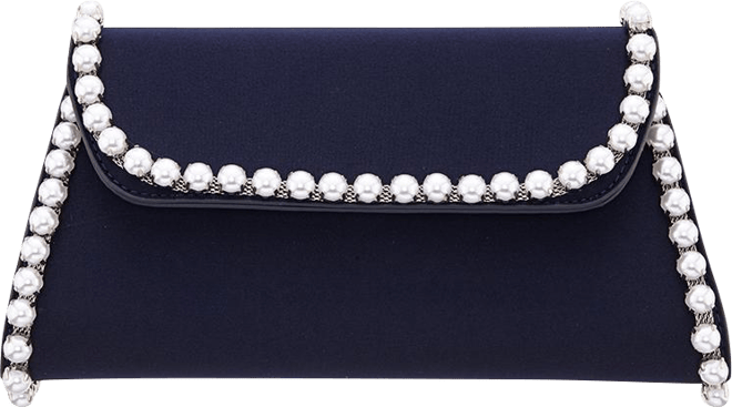 Imitation Pearl Trim Trapezoid Flap Bag