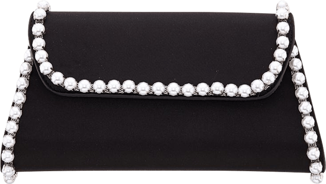 Imitation Pearl Trim Trapezoid Flap Bag