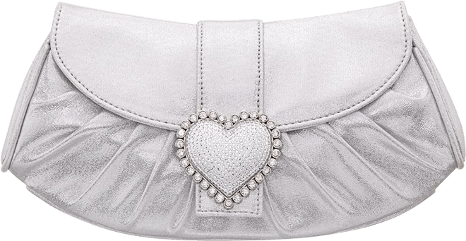 Crystal Heart Adorned Clutch Handbag
