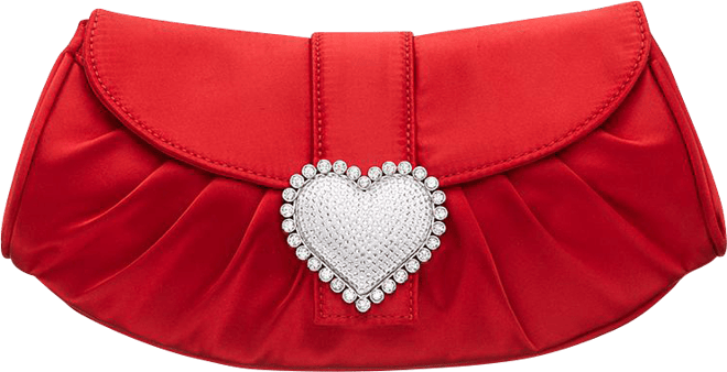 Crystal Heart Adorned Clutch Handbag