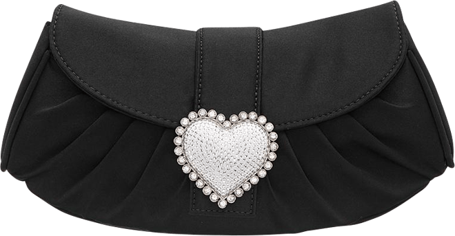 Crystal Heart Adorned Clutch Handbag