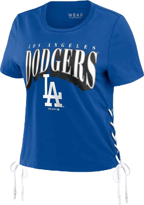 Women's  Royal Los Angeles Dodgers Side Lace-Up Cropped T-shirt