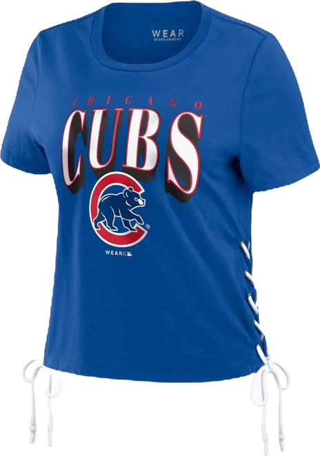Women's  Royal Chicago Cubs Side Lace-Up Cropped T-shirt