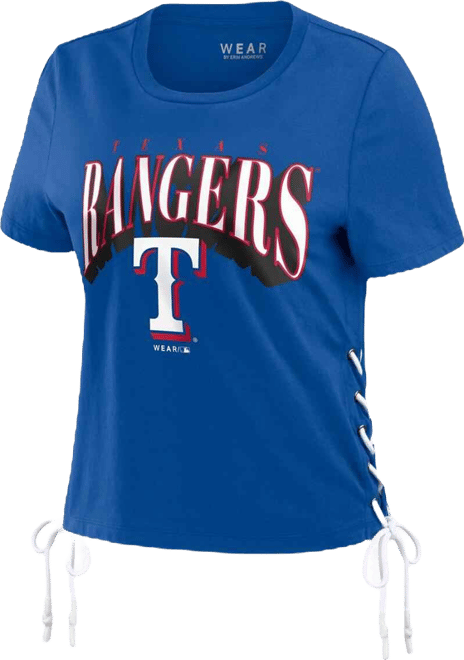 Women's  Royal Texas Rangers Side Lace-Up Cropped T-shirt
