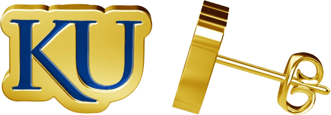 Women's  Kansas Jayhawks Gold-Plated Enamel Post Earrings