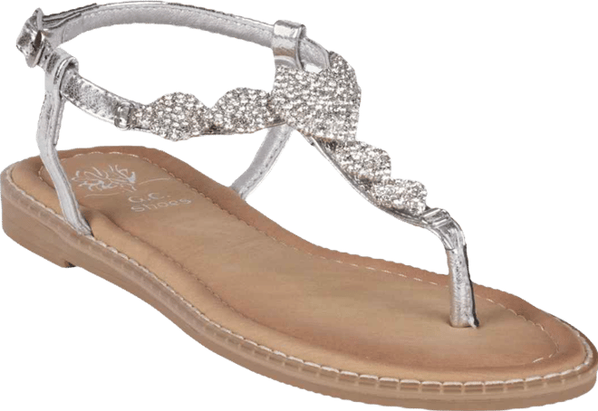 Women's Cali Embellished T Strap Flat Sandals