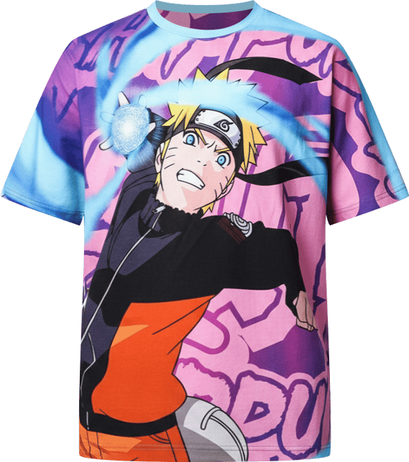 Men's and Women's  Blue Naruto Big Print Graphic T-shirt