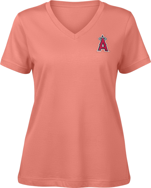 Women's  Coral Los Angeles Angels Game Time V-Neck T-shirt