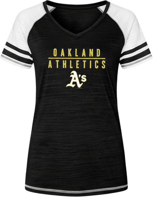 Women's  Black Oakland Athletics Color Block V-Neck T-shirt