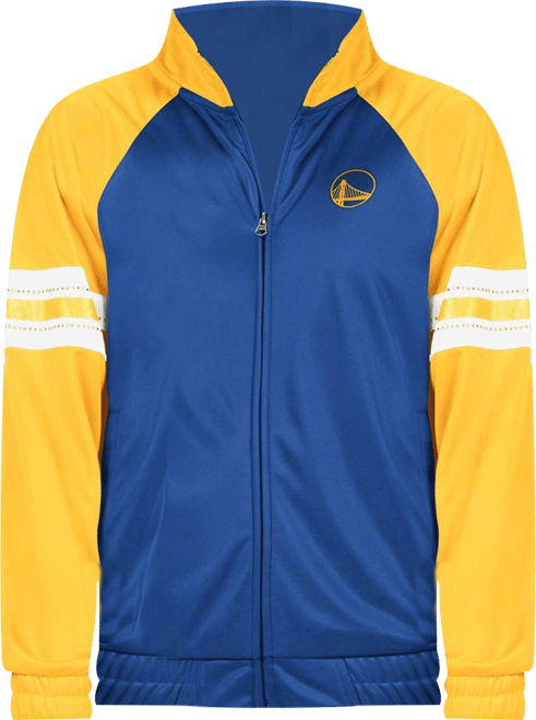 Women's  Royal Golden State Warriors Main Player Raglan Rhinestone Full-Zip Track Jacket