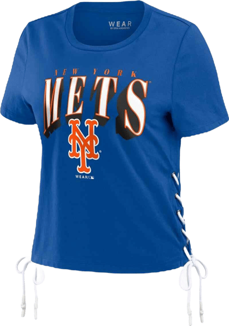 Women's  Royal New York Mets Side Lace-Up Cropped T-shirt