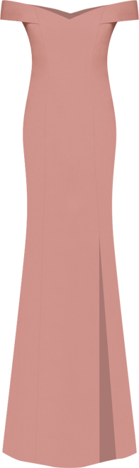 Womens Off-the-Shoulder Criss Cross Back Trumpet Gown