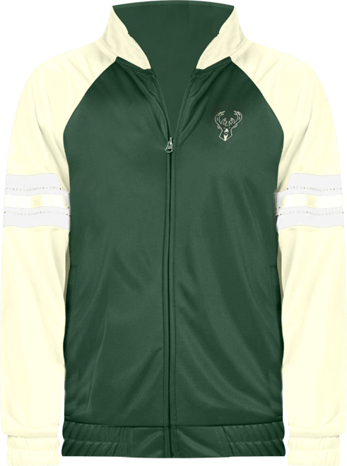 Women's  Hunter Green Milwaukee Bucks Main Player Raglan Rhinestone Full-Zip Track Jacket