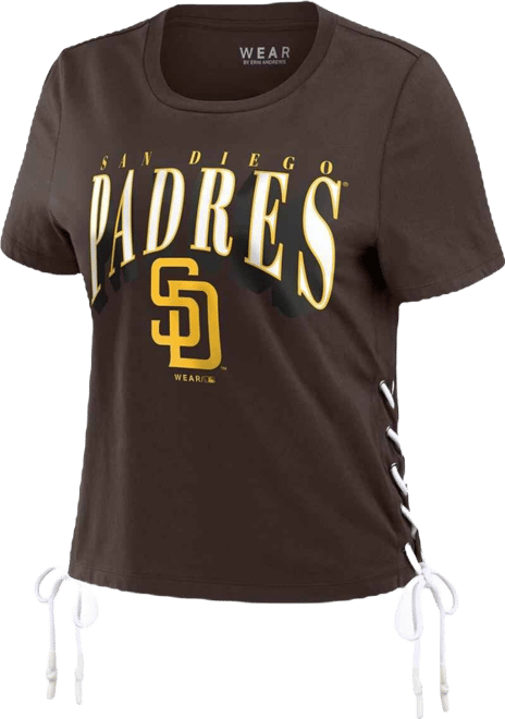 Women's  Brown San Diego Padres Side Lace-Up Cropped T-shirt
