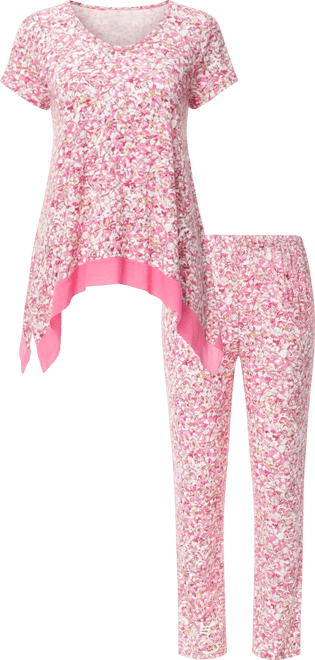 Women's Printed Short Sleeve Tunic with Pant Pajama Set