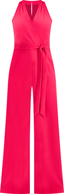 Women's Belted Wide-Leg Halter Jumpsuit