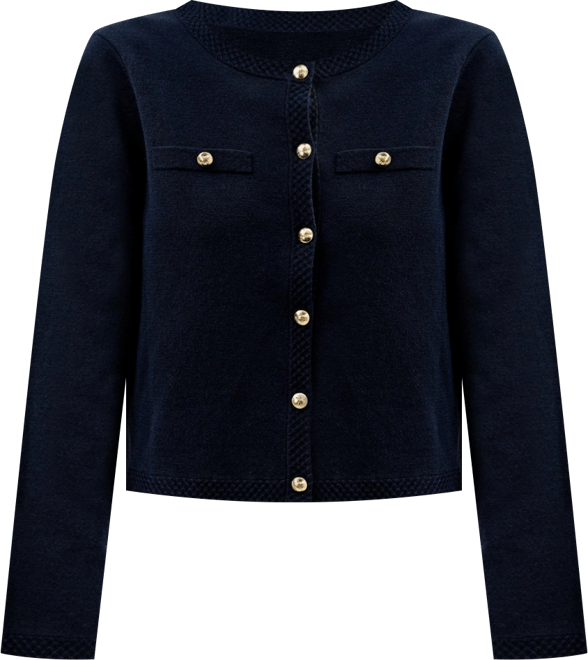Women's Wool Button-Front Sweater Lady Jacket