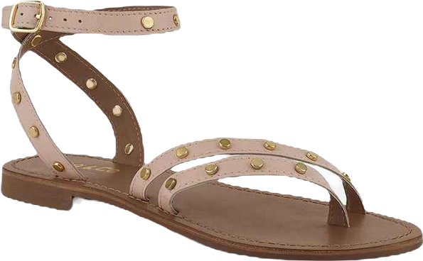 Oprah Womens Studs Embellished Flat Sandals