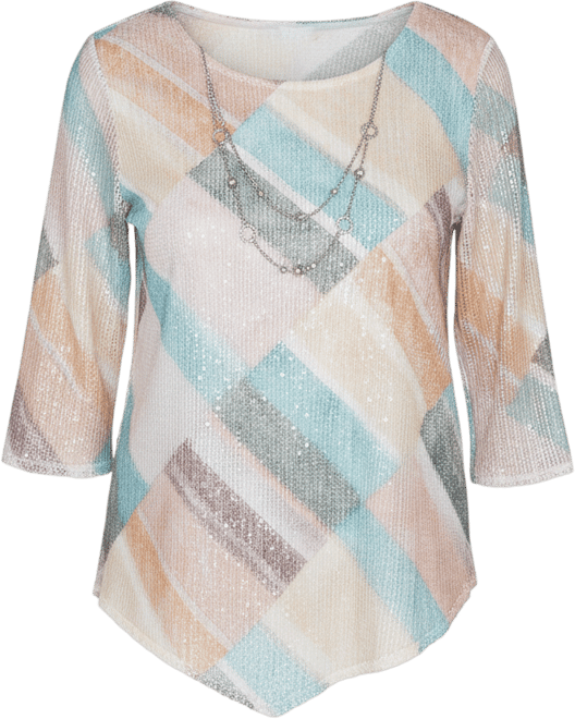 Scottsdale Women's Stained Glass Popcorn Top With Necklace