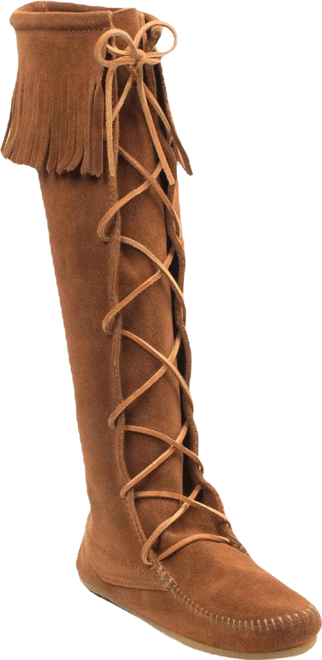 Women's Suede Front Lace Knee High Boots