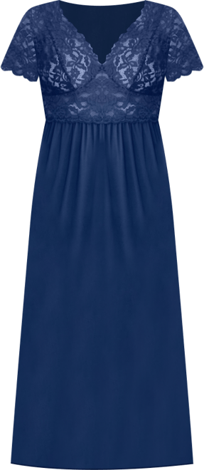 Women's Plus Size Long Lace Top Stretch Knit Gown