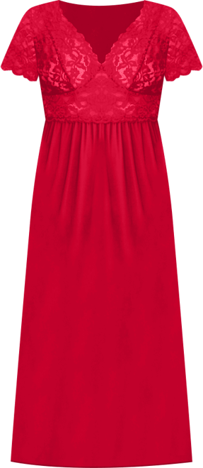 Women's Plus Size Long Lace Top Stretch Knit Gown