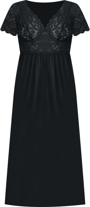 Women's Plus Size Long Lace Top Stretch Knit Gown