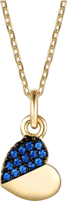 Children's s 14k Yellow & Black Gold Plated with Red or Blue Cubic Zirconia Heart Pendant Necklace