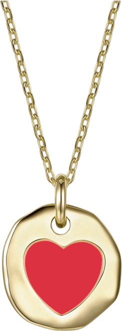 Children's with Colored Heart Enamel Medallion Pendant Necklace