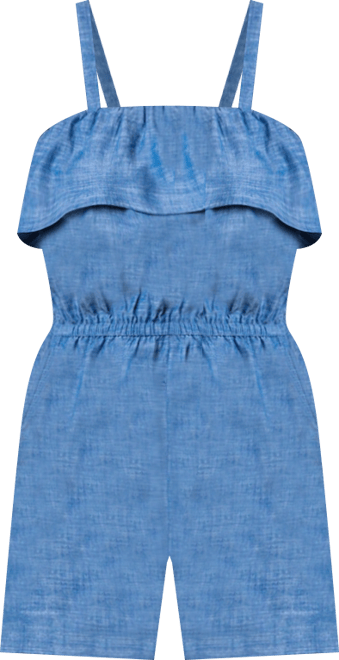 Women's Organic Ruffle Top Chambray Romper