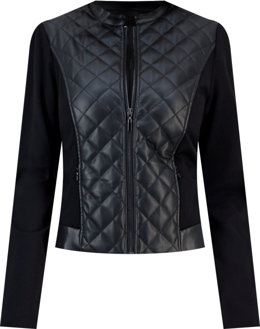Anne Klein Petite Quilted Faux-Leather Jacket
