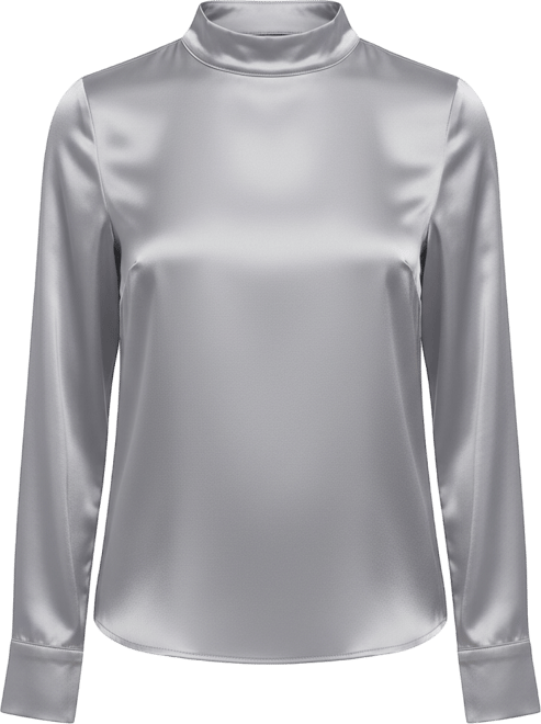 Women's Stand Collar Long Sleeves Silk Blouse