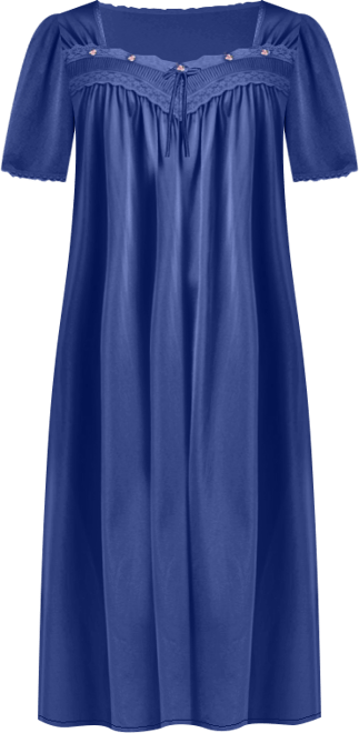 Plus Size Short Silky Lace-Trim Gown