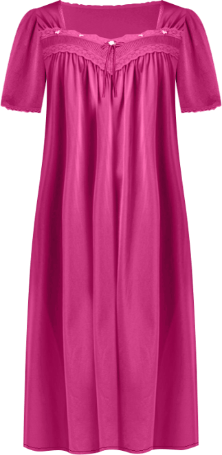 Plus Size Short Silky Lace-Trim Gown