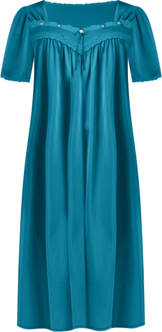 Plus Size Short Silky Lace-Trim Gown